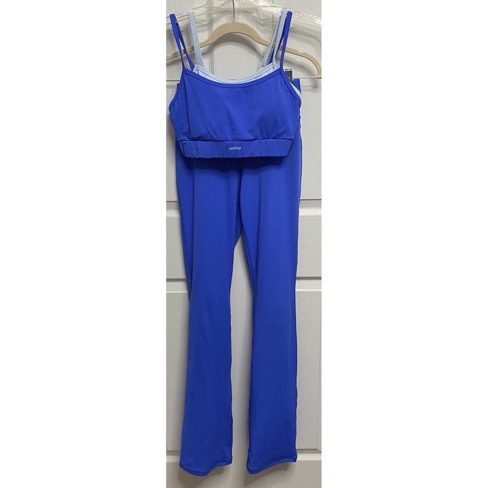 Aralina 2pc Women WorkOut Wear Blue&White Sports Bra & Leggings NWOT SMALL